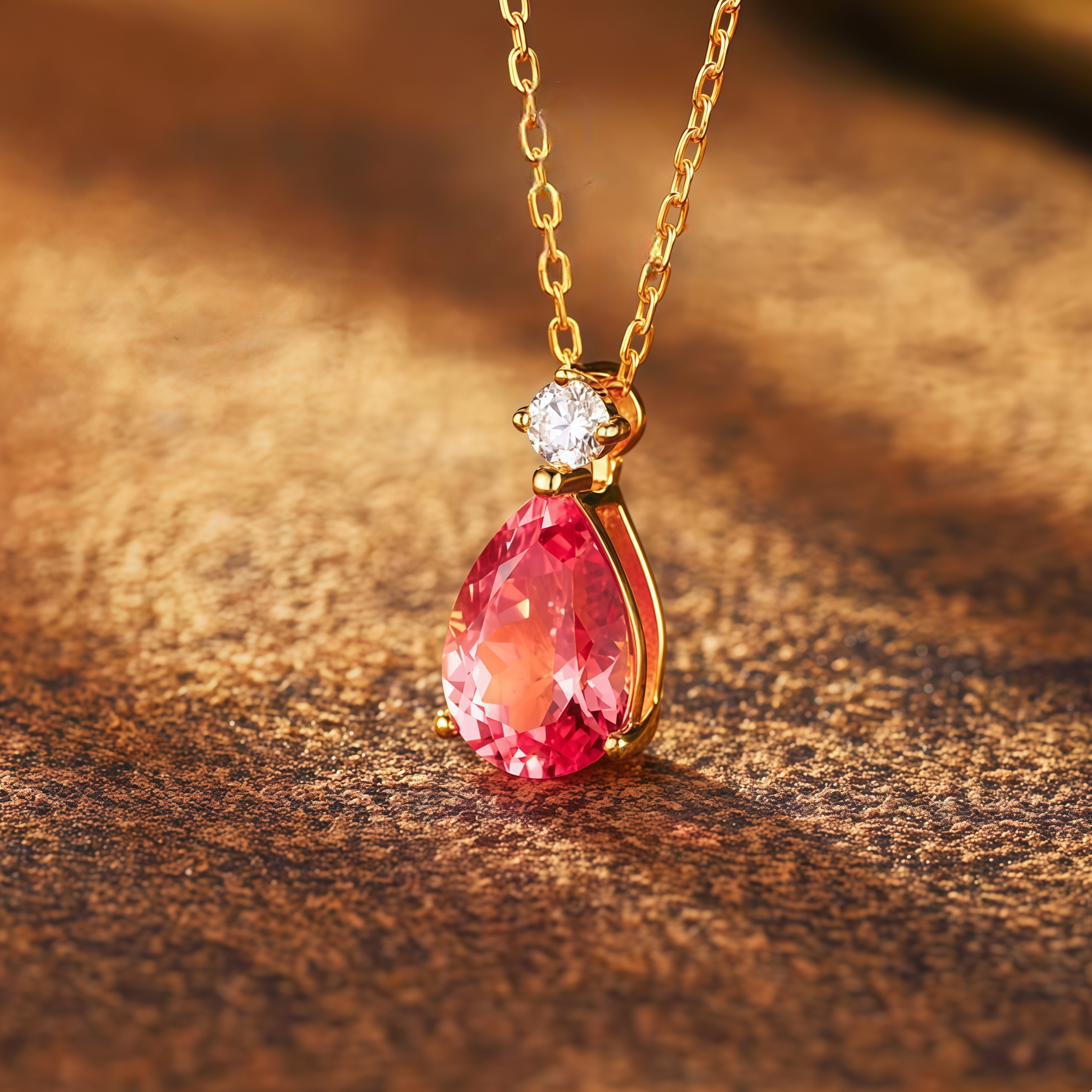 Padparadscha Pink Luxurious Halo Pendant
