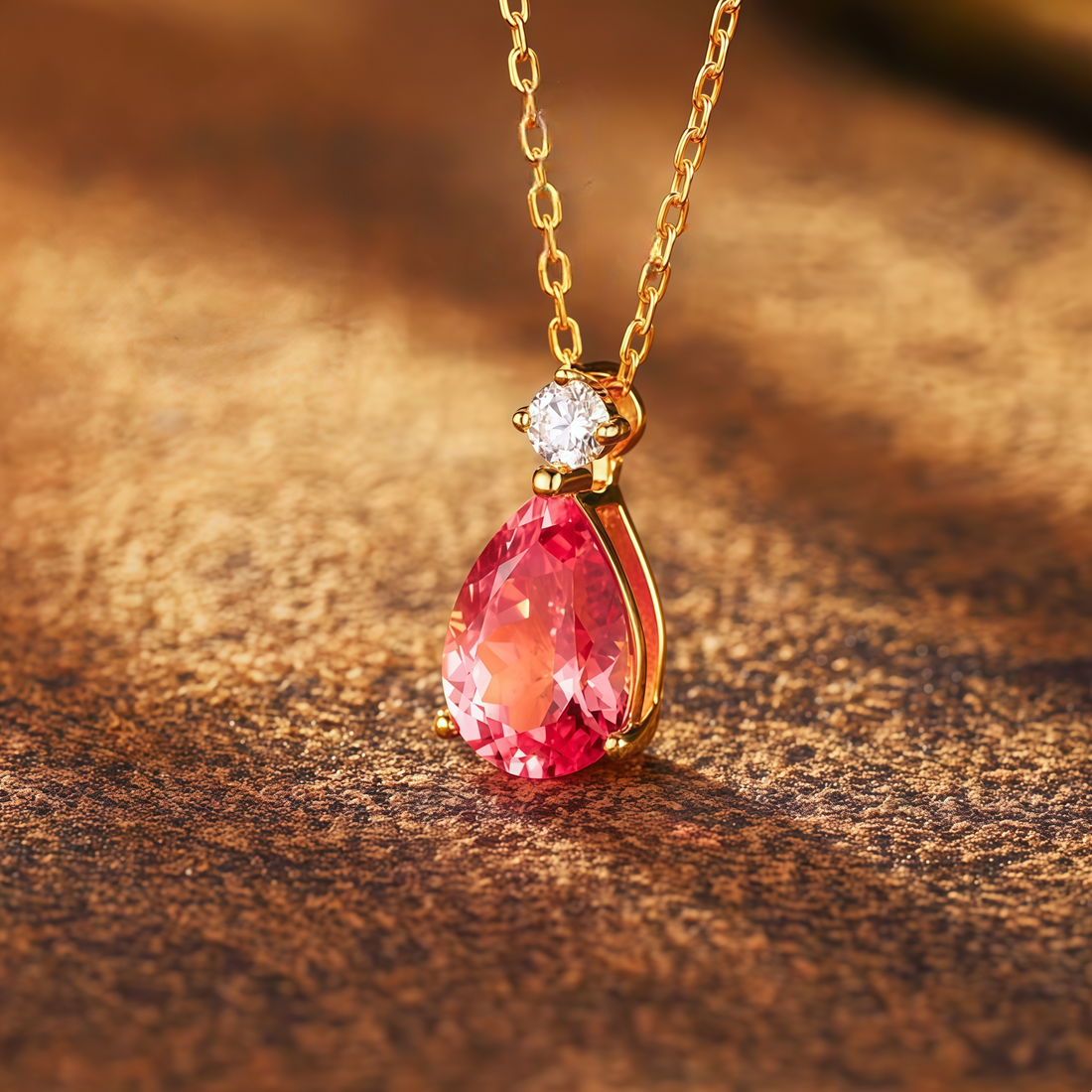 Padparadscha Pink Luxurious Halo Pendant
