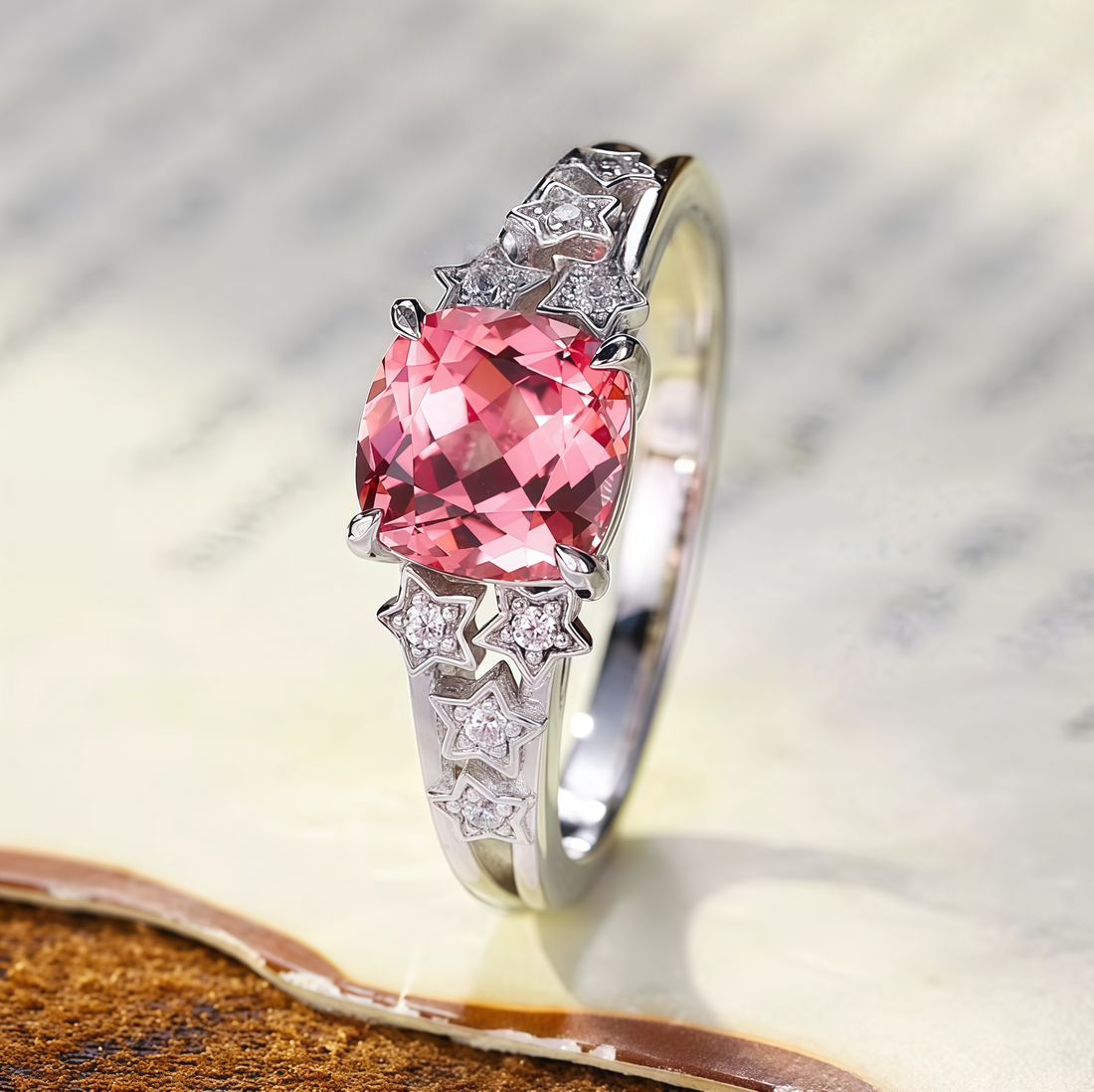 Star Blossom Pink Star Crown Ring