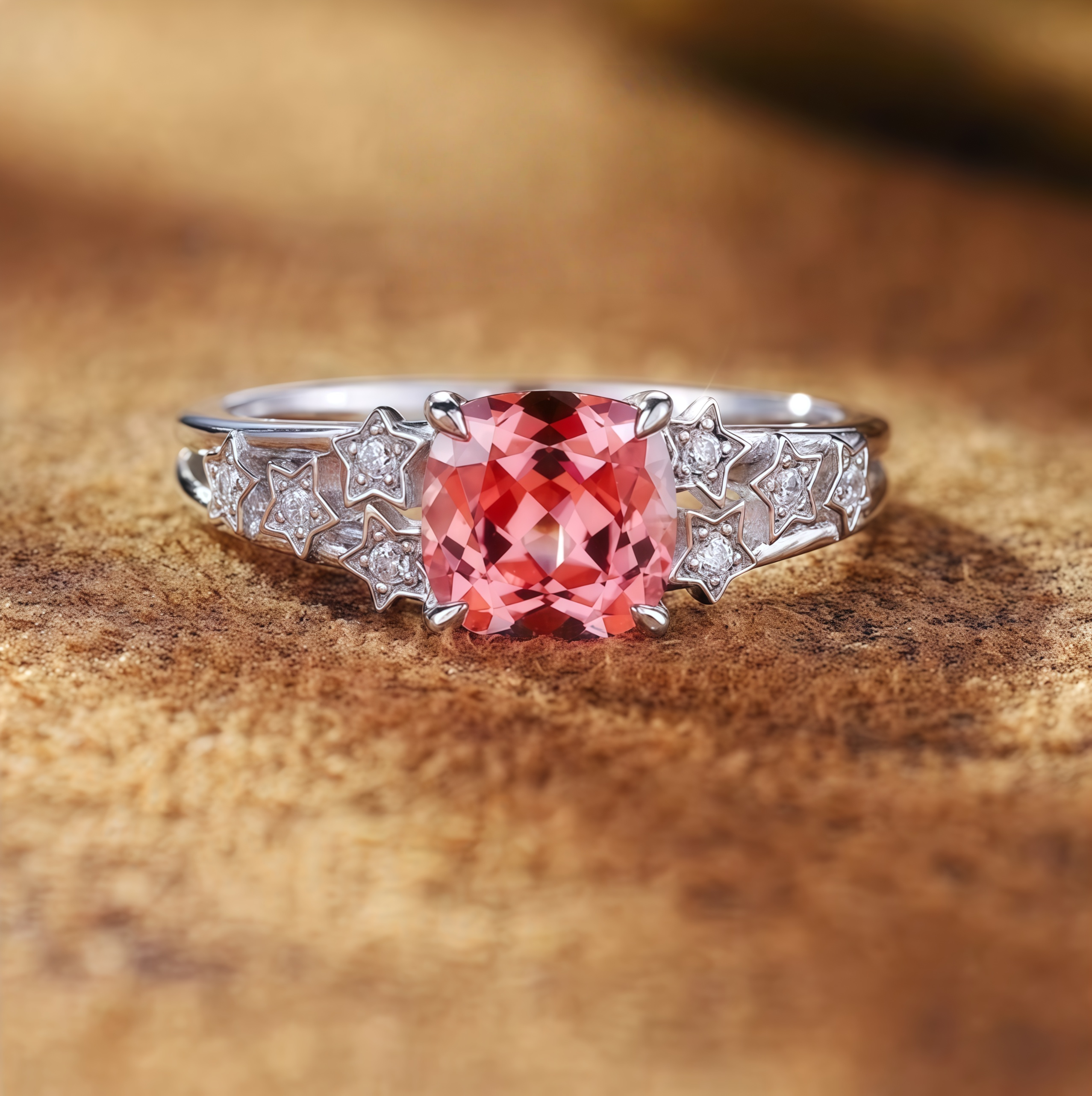 Star Blossom Pink Star Crown Ring