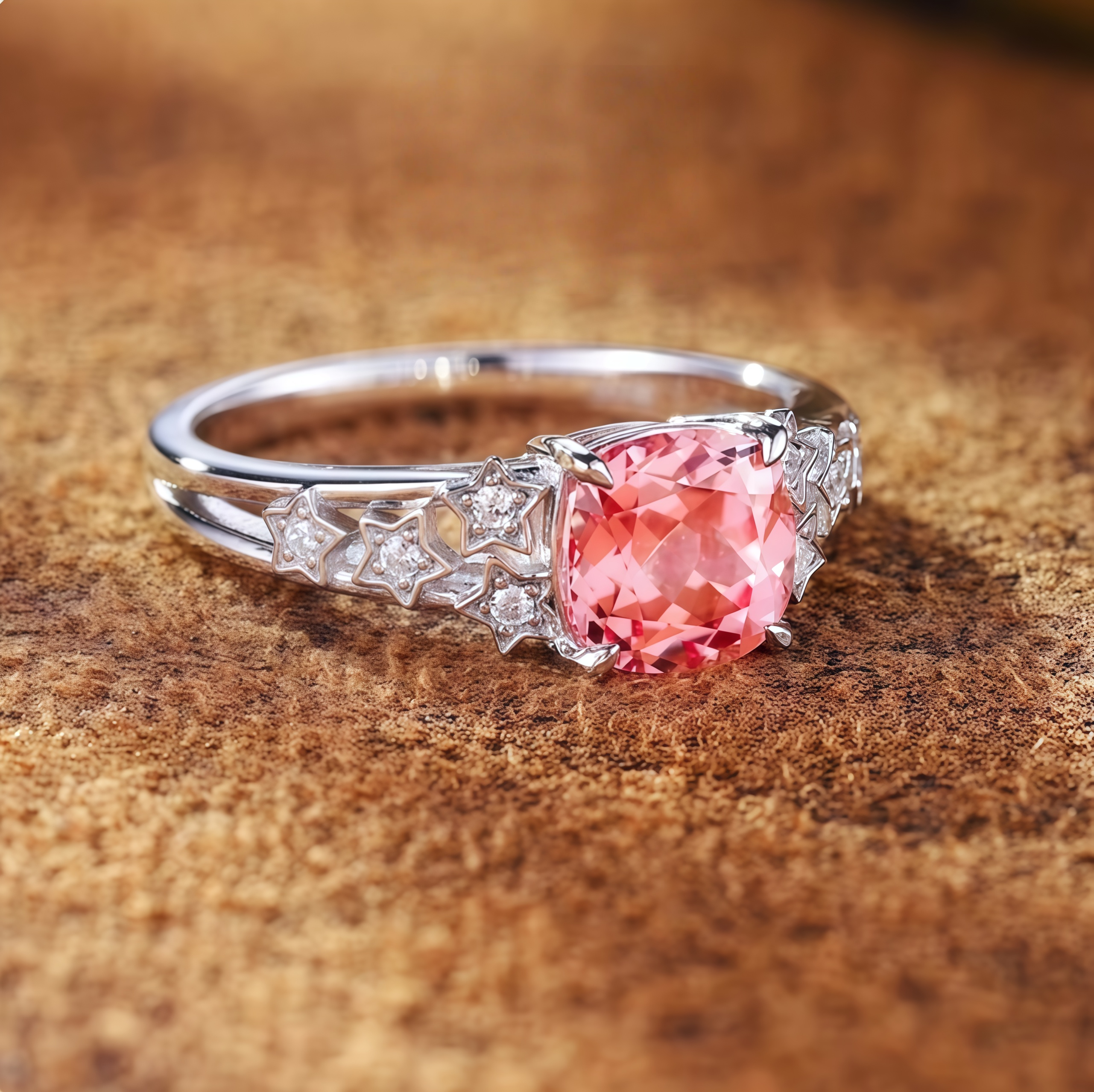 Star Blossom Pink Star Crown Ring