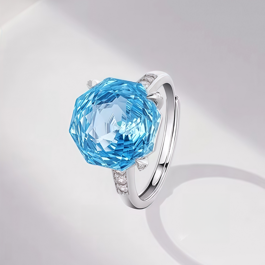 Sky blue topaz frozen rose ring