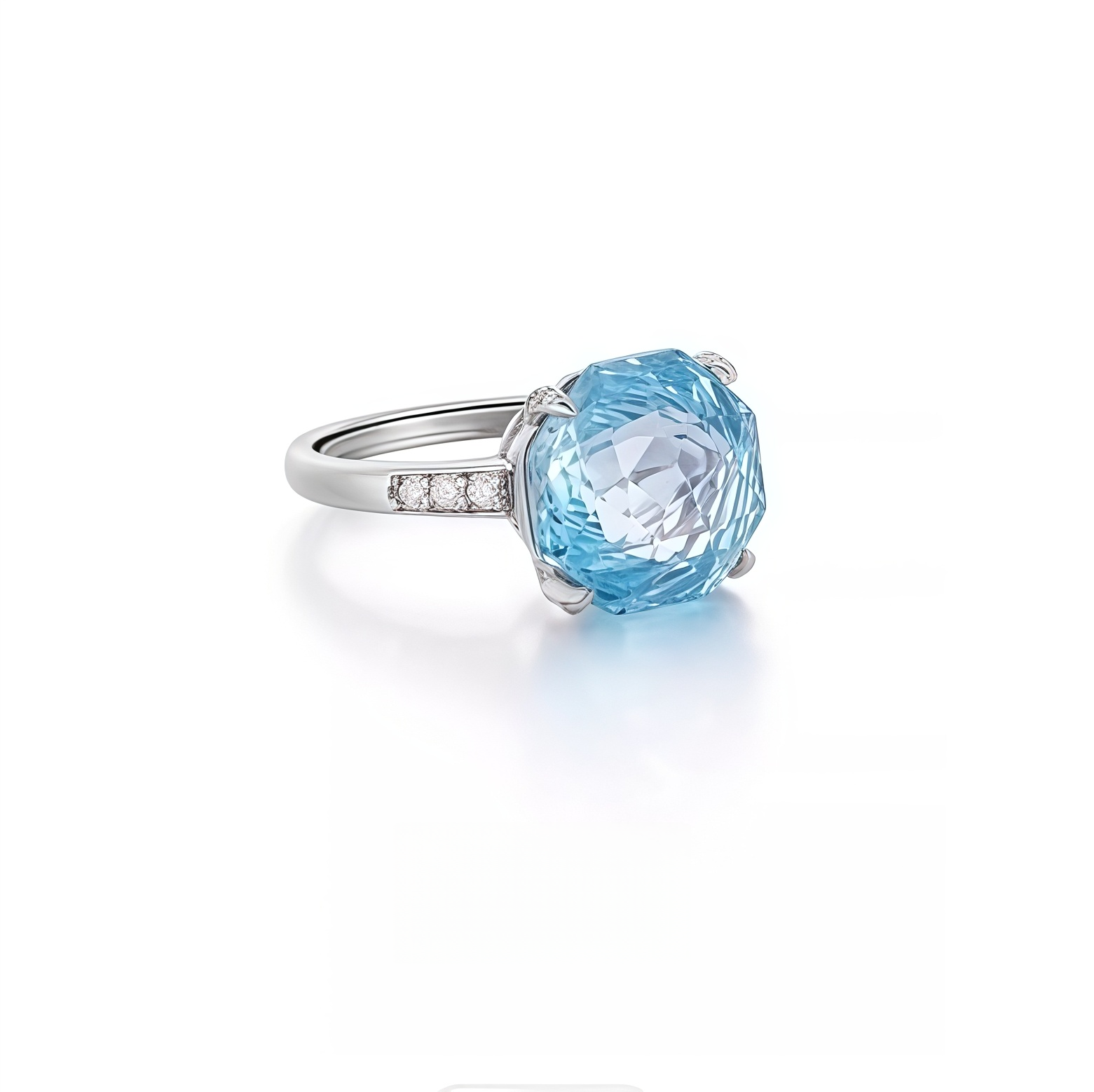 Sky blue topaz frozen rose ring