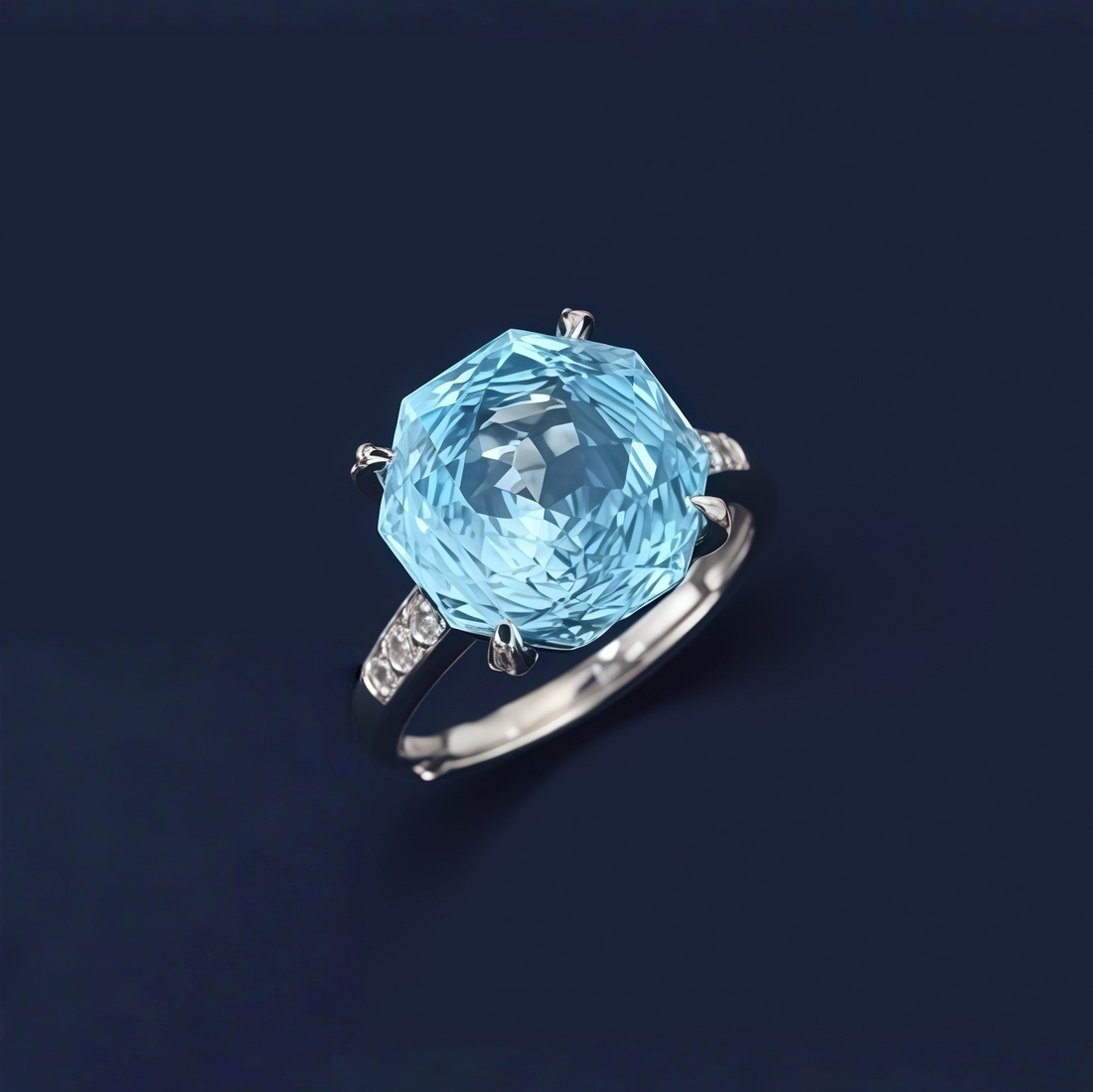 Sky blue topaz frozen rose ring