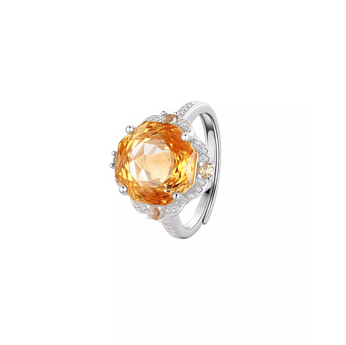 Natural yellow citrine rose ring