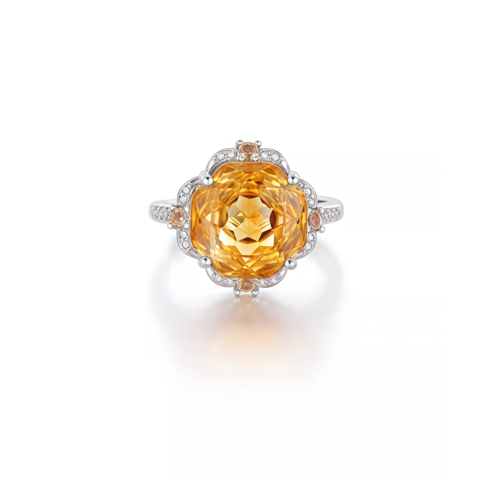 Natural yellow citrine rose ring