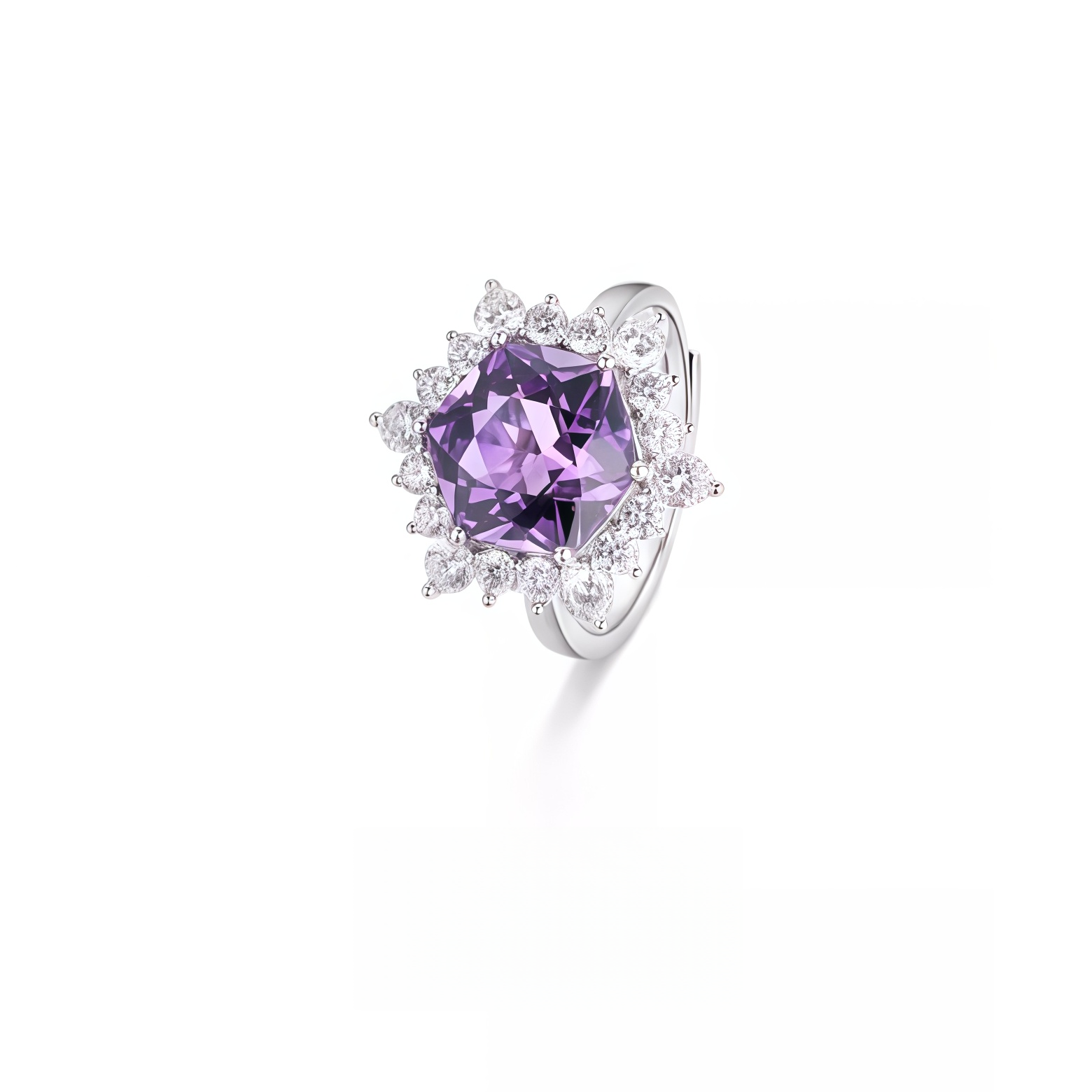Natural amethyst ice flower ring