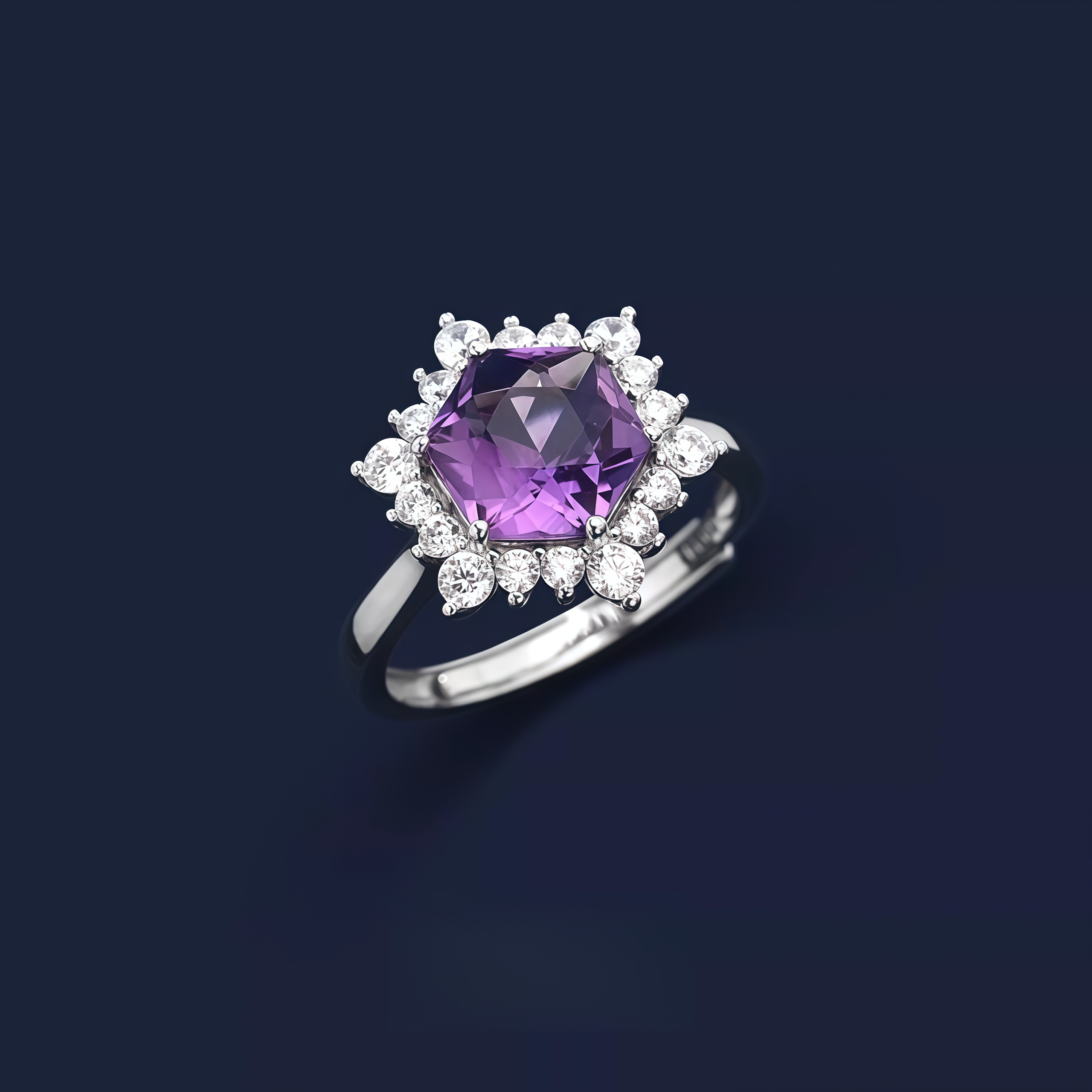 Natural amethyst ice flower ring