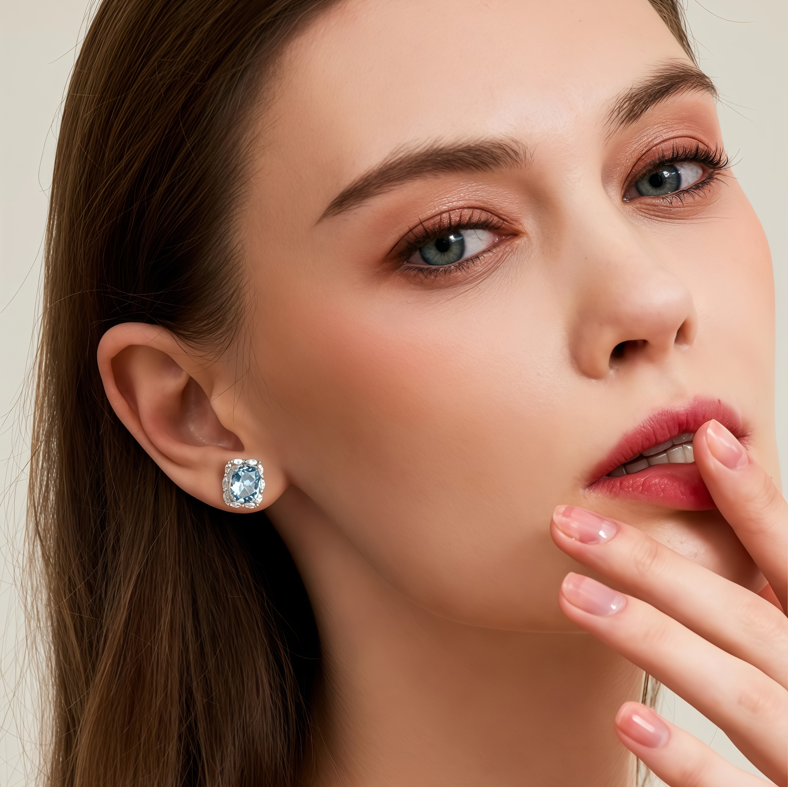 Light of the Icy Sea: Aquamarine Rectangular Stud Earrings