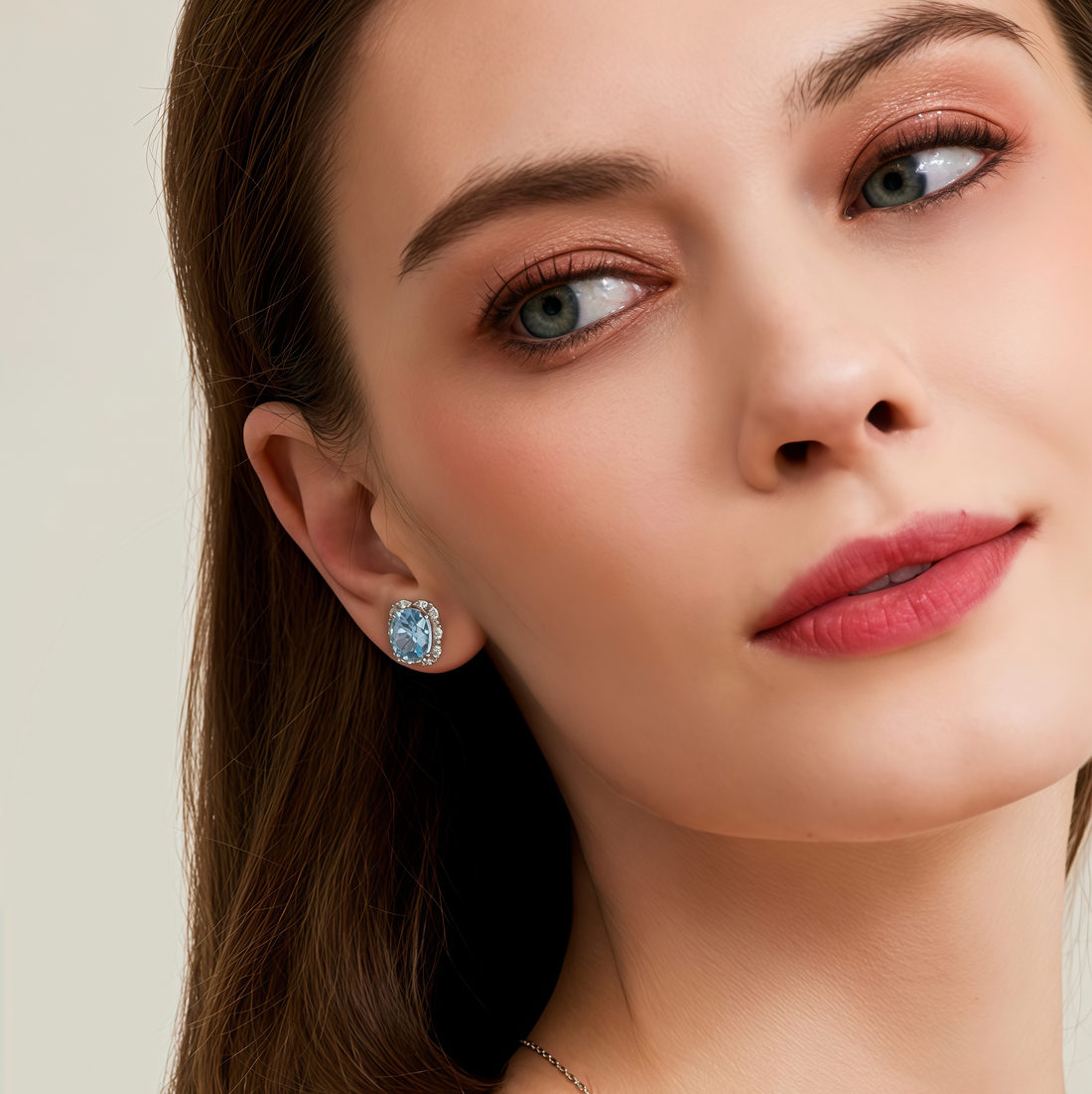 Light of the Icy Sea: Aquamarine Rectangular Stud Earrings