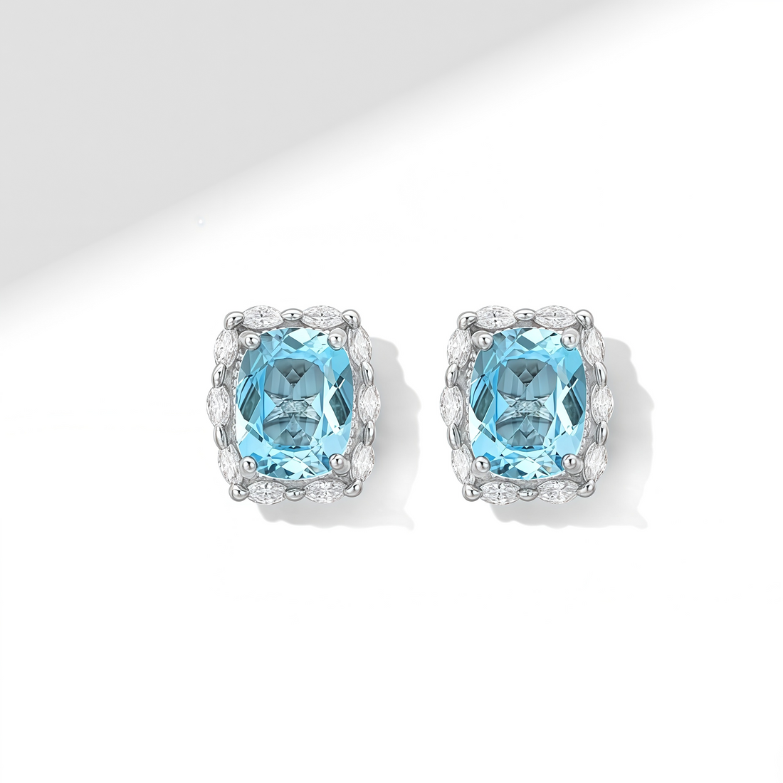 Light of the Icy Sea: Aquamarine Rectangular Stud Earrings