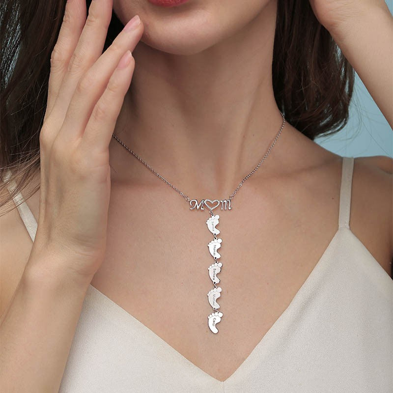 Lovecriana Personalized Feet Necklace with Name