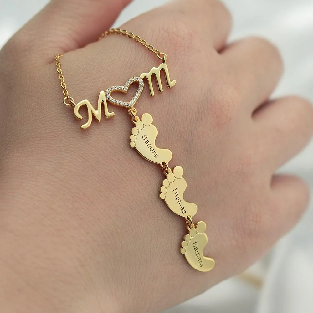 Lovecriana Personalized Feet Necklace with Name