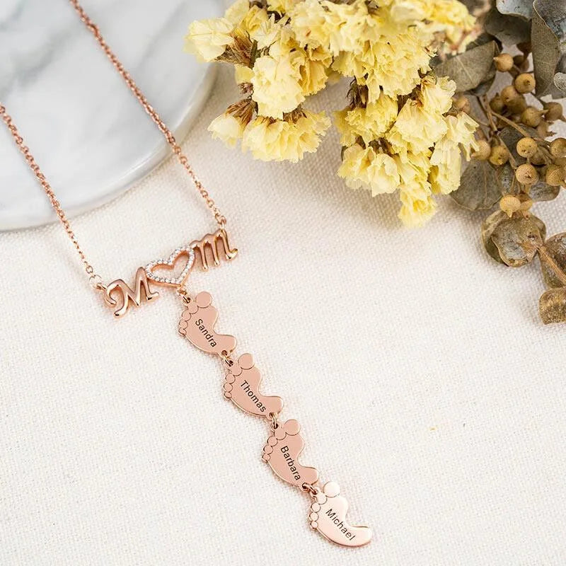 Lovecriana Personalized Feet Necklace with Name