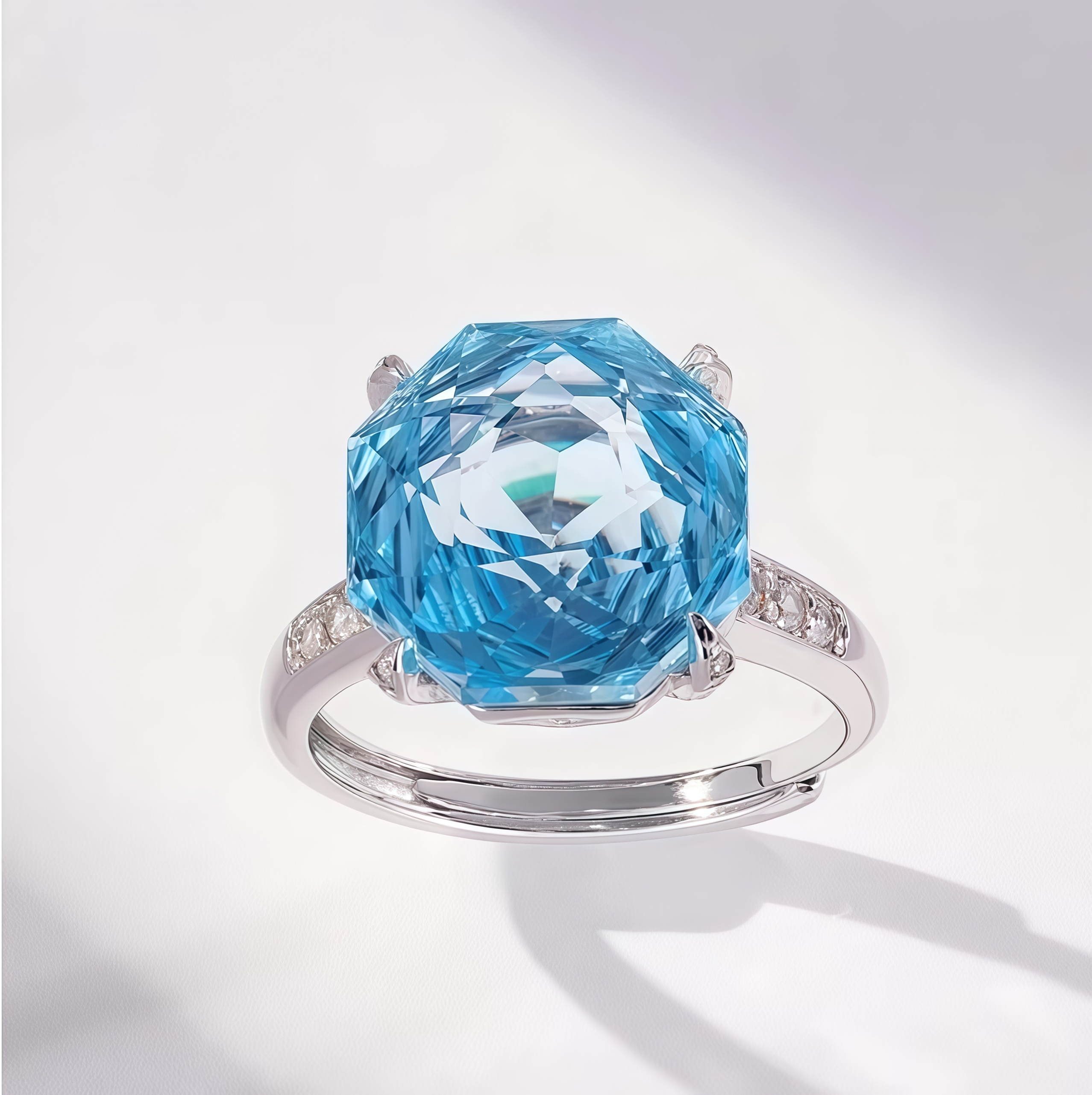 Sky blue topaz frozen rose ring