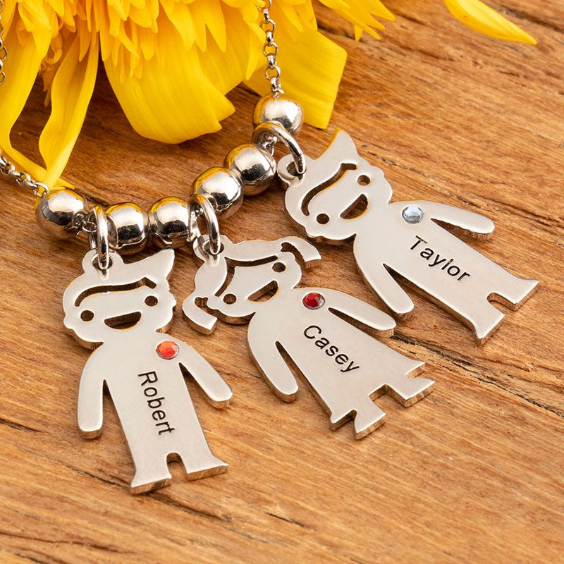 Lovecriana Personalized Kids Necklace with Birthstones