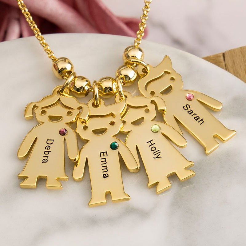 Lovecriana Personalized Kids Necklace with Birthstones