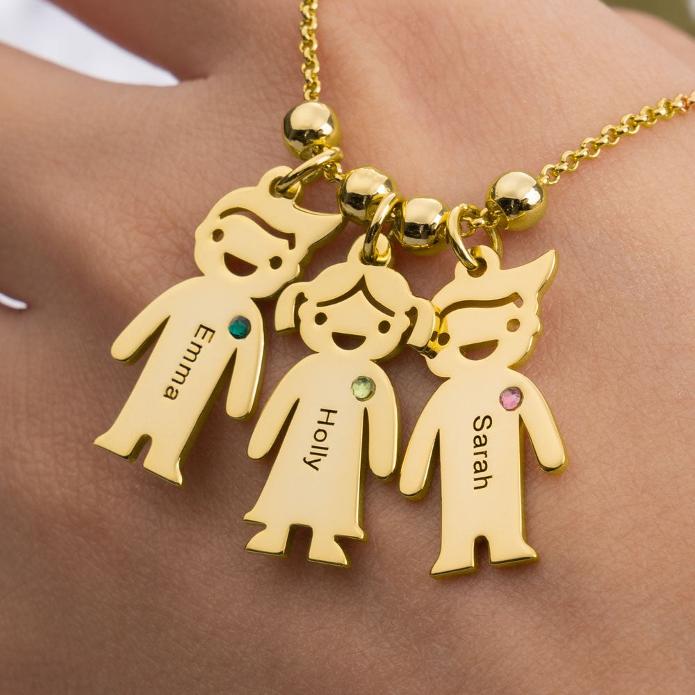 Lovecriana Personalized Kids Necklace with Birthstones