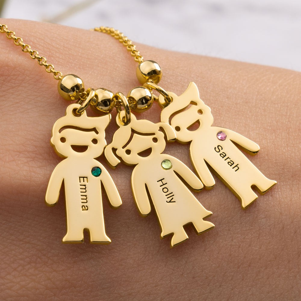 Lovecriana Personalized Kids Necklace with Birthstones