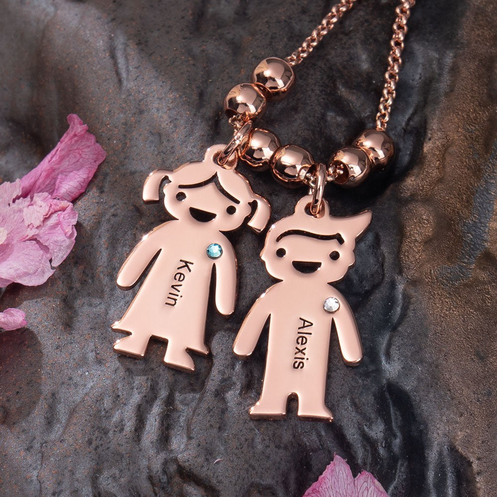 Lovecriana Personalized Kids Necklace with Birthstones