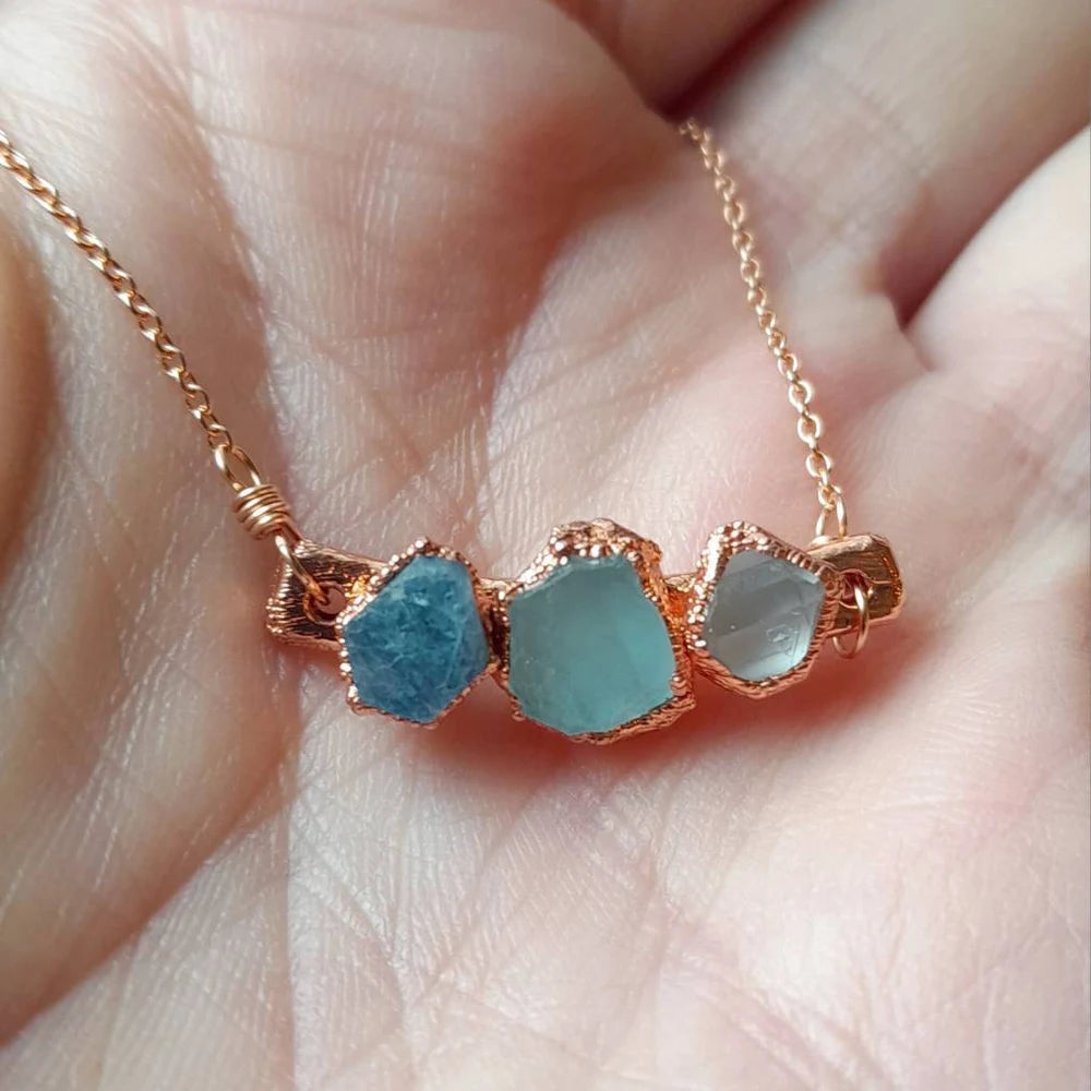 Lovecriana Personalized Birth Raw Stone Necklace-Aura