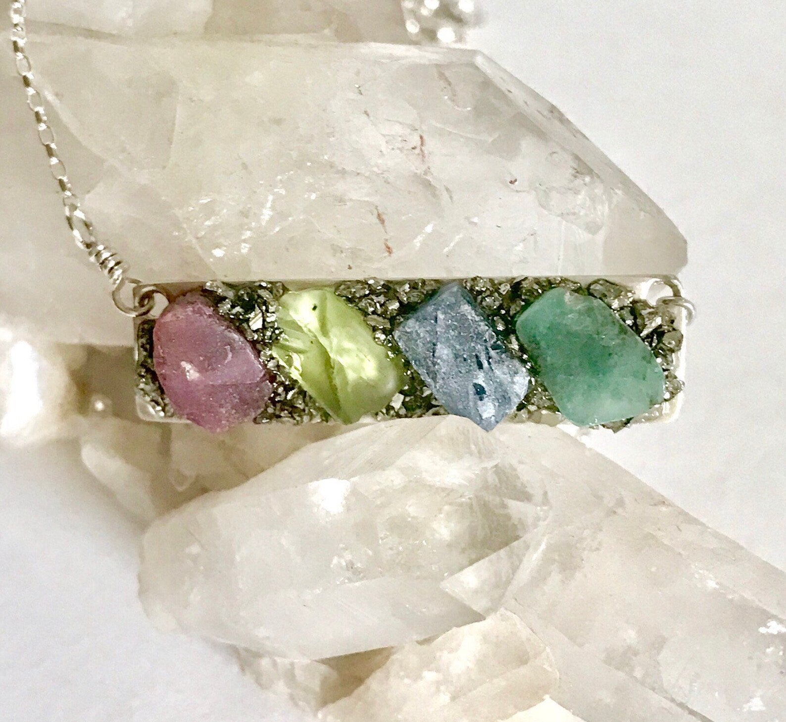 Lovecriana Personalized Birth Raw Stone Necklace-Candy