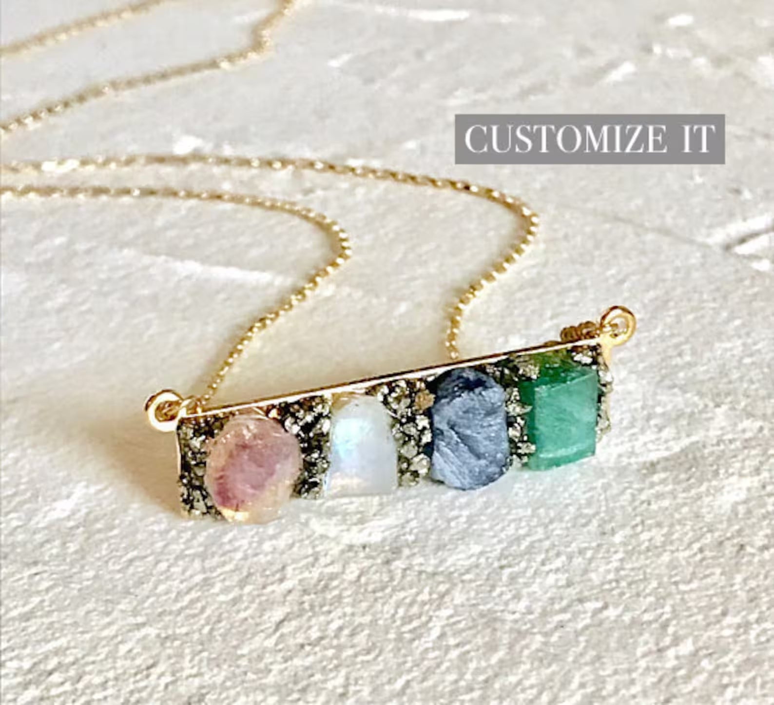 Lovecriana Personalized Birth Raw Stone Necklace-Candy
