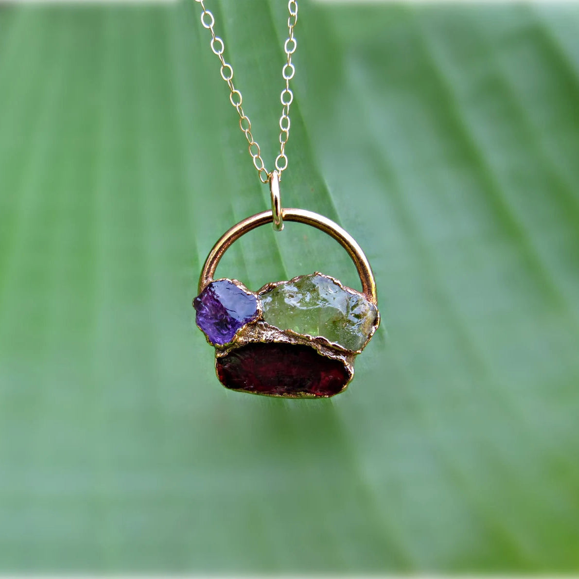 Lovecriana Custom Birth Raw Stone Necklace-Round