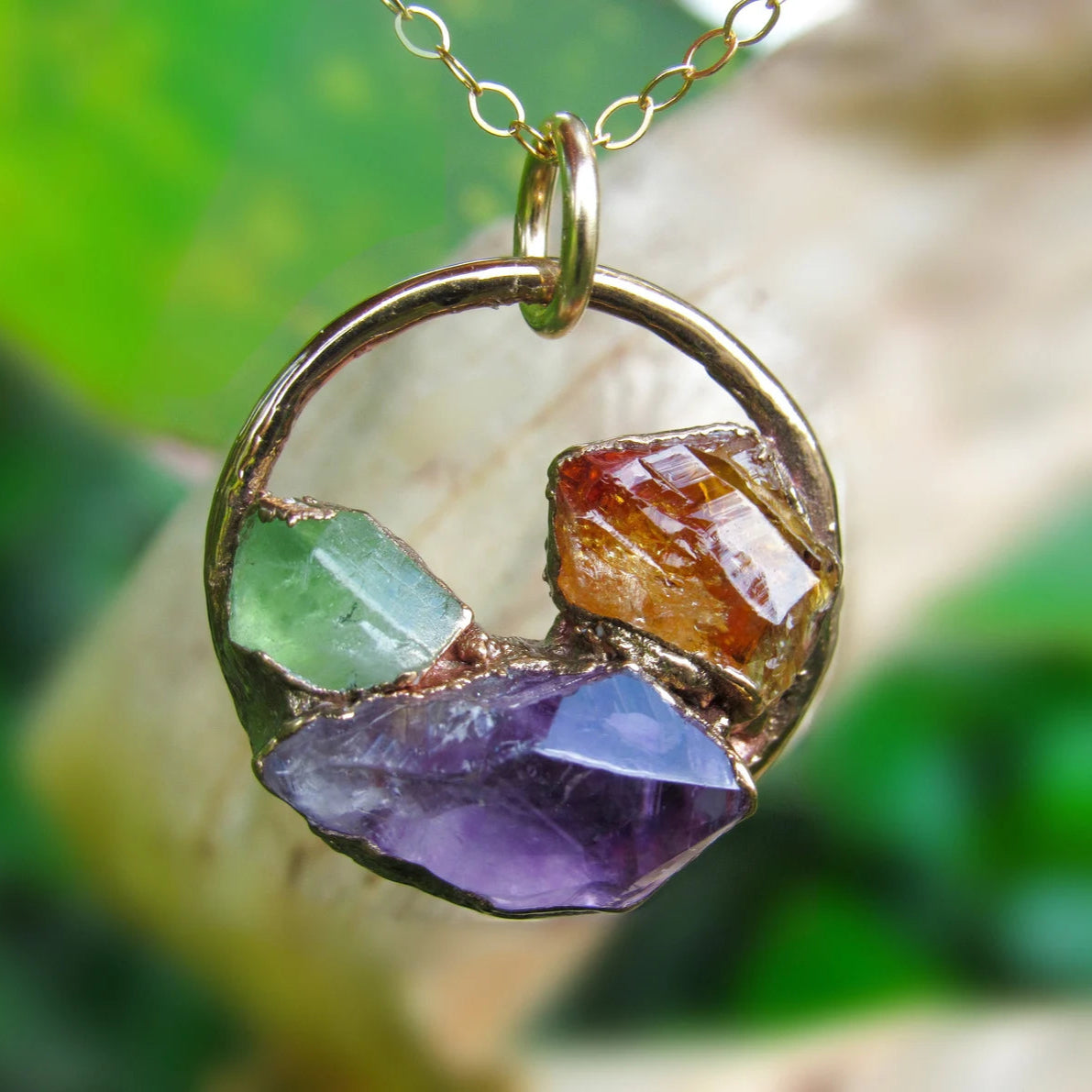 Lovecriana Custom Birth Raw Stone Necklace-Round