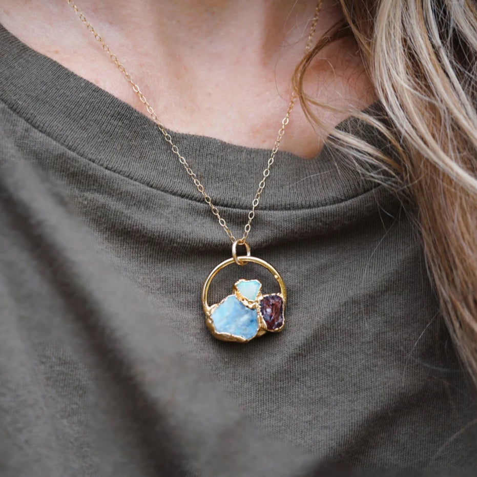 Lovecriana Custom Birth Raw Stone Necklace-Round