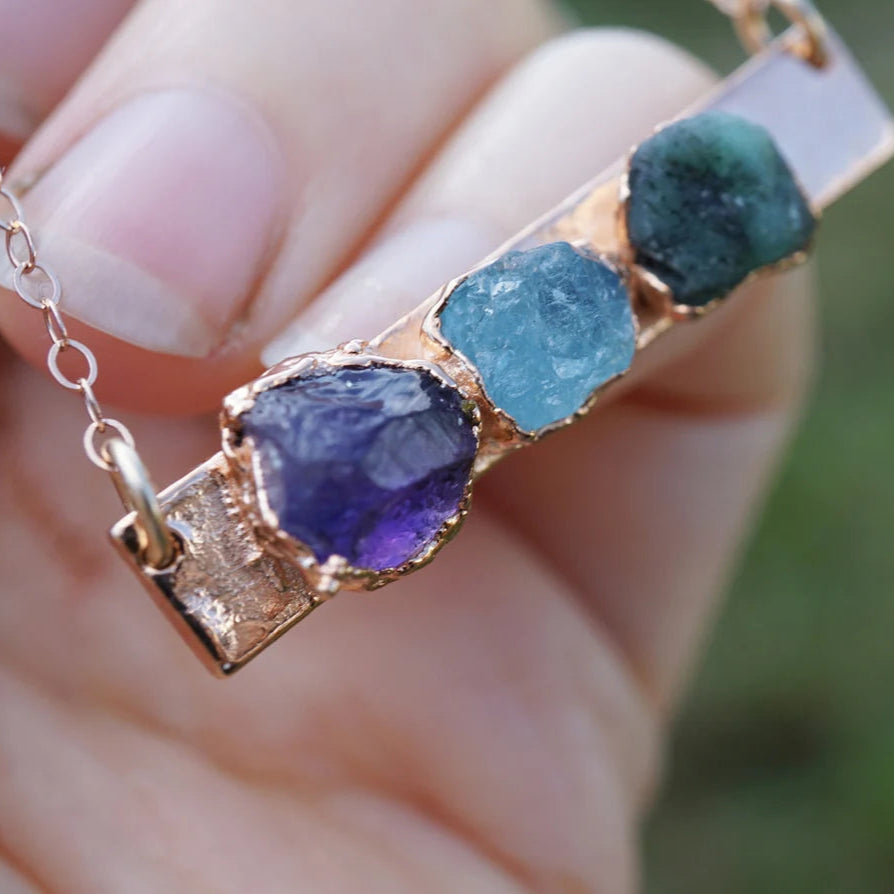 Lovecriana Custom Birth Raw Stone Necklace-Nature