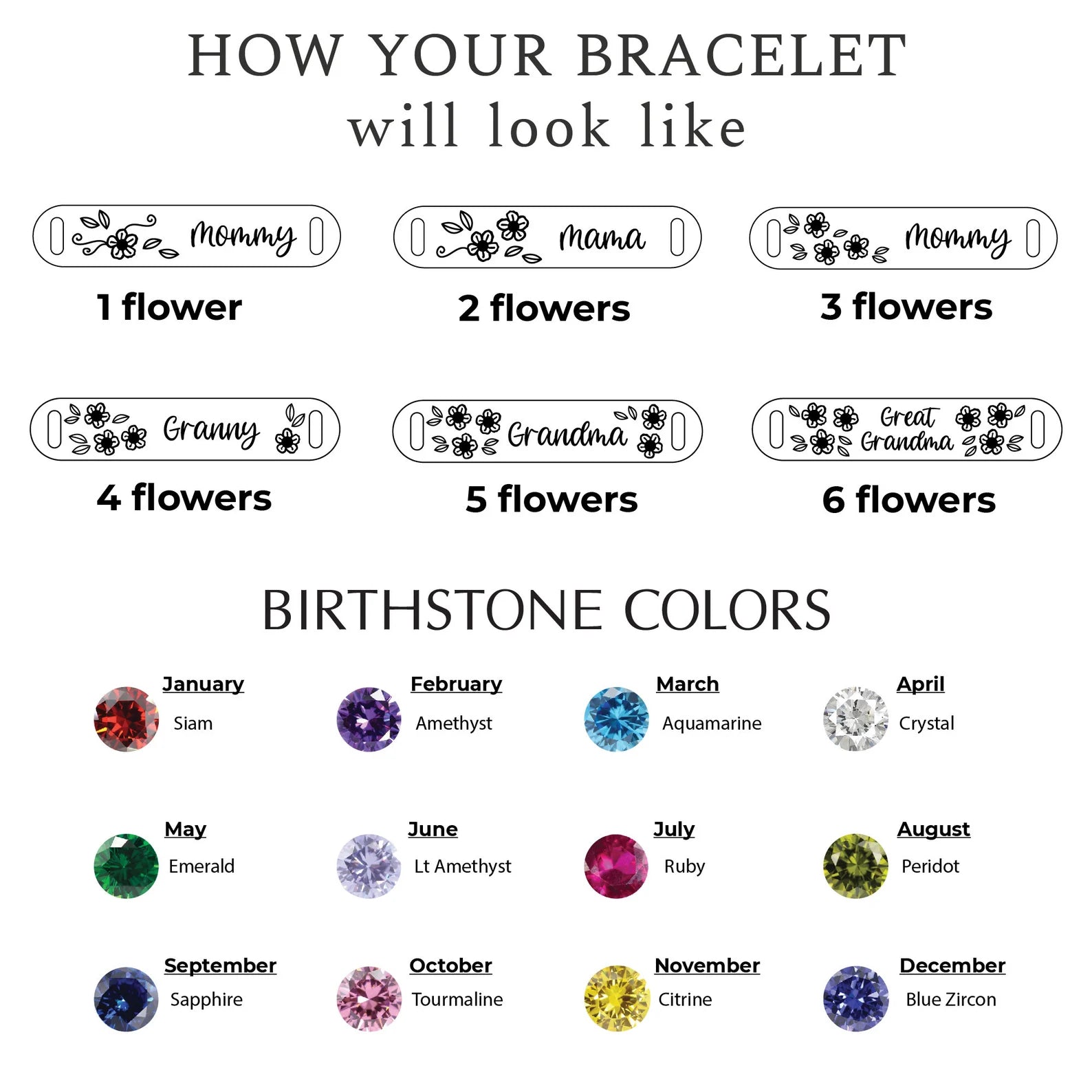 Lovecriana Birthstone Flower Bracelet