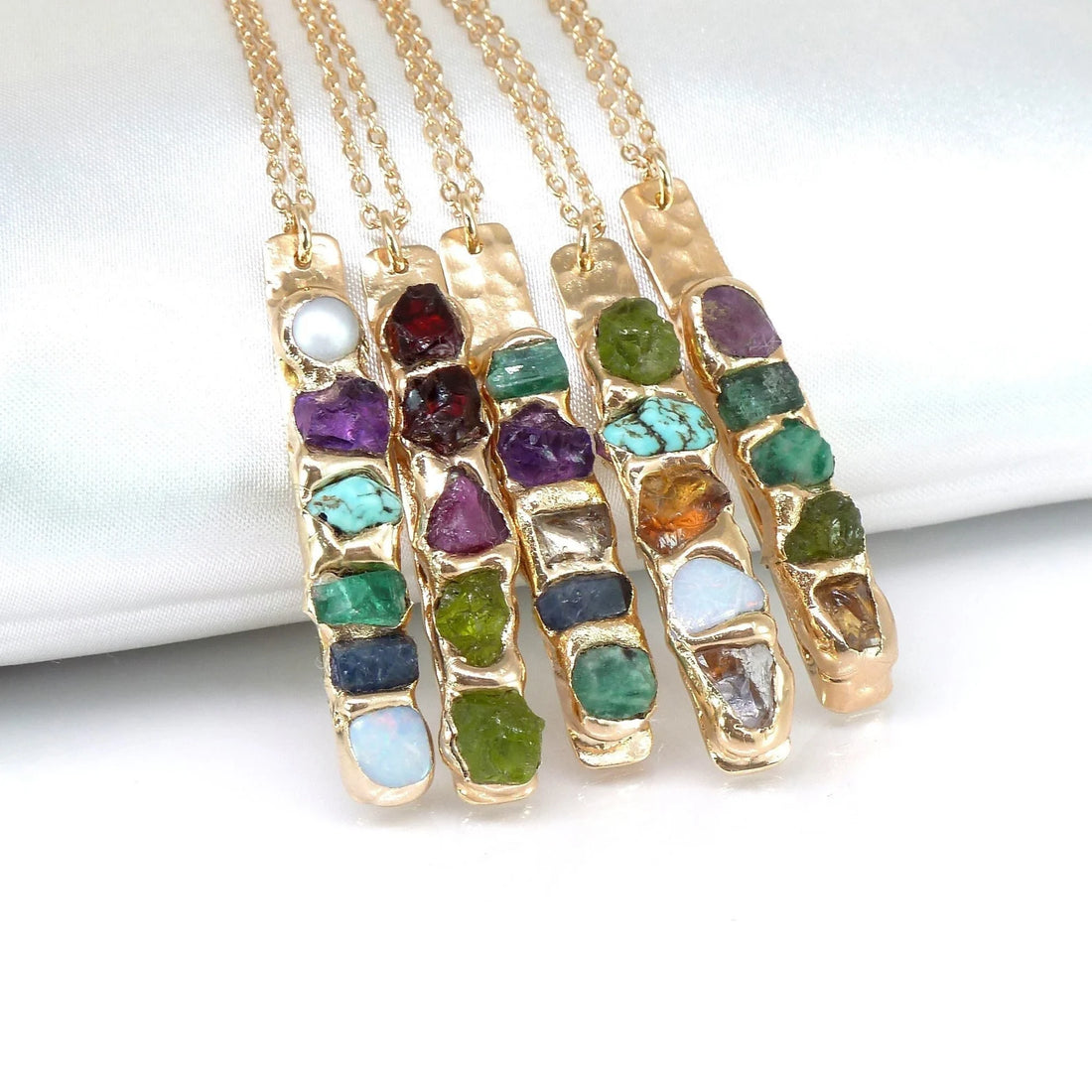 Lovecriana Custom Birth Raw Stone Necklace-Lily