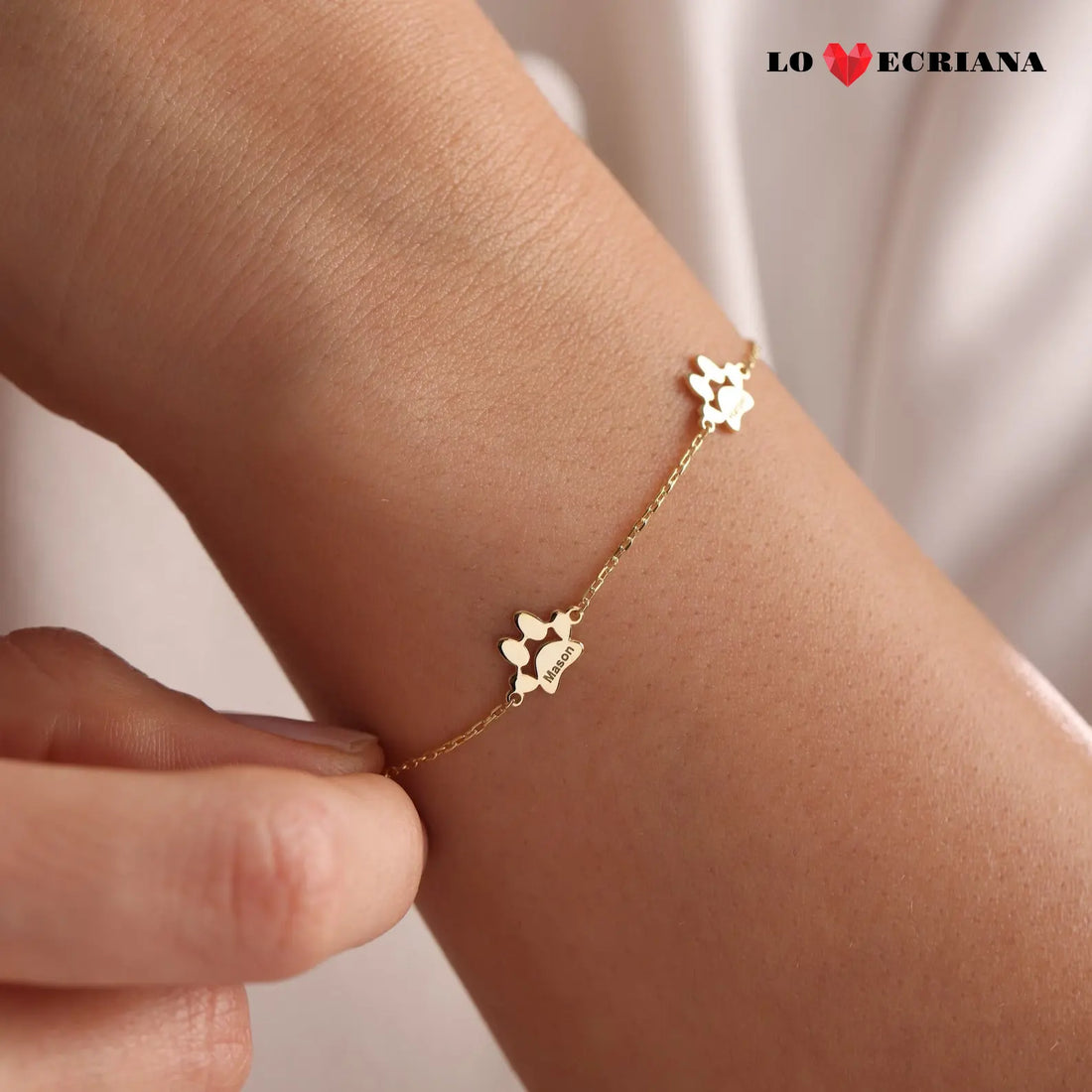 Lovecriana Personalized Elegant Dog Paw Bracelet Necklace