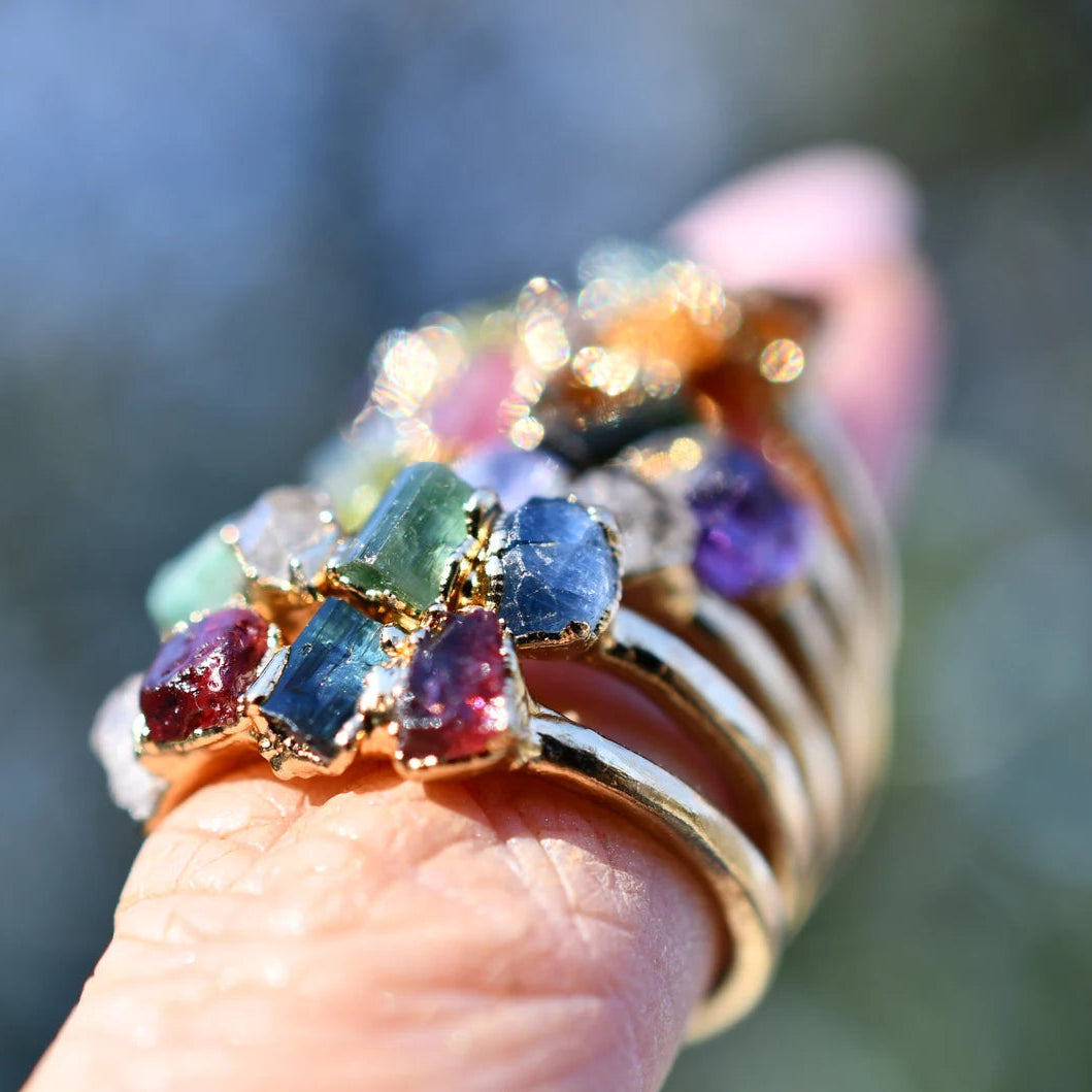 Lovecriana Family Birthstone Ring-Rainbow