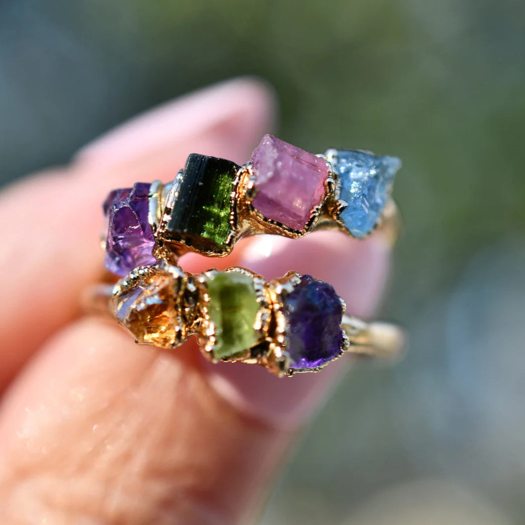 Lovecriana Family Birthstone Ring-Rainbow