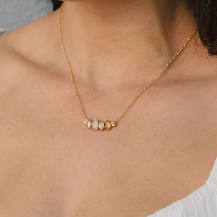 Lovecriana Personalized Birth Raw Stone Necklace-Aura