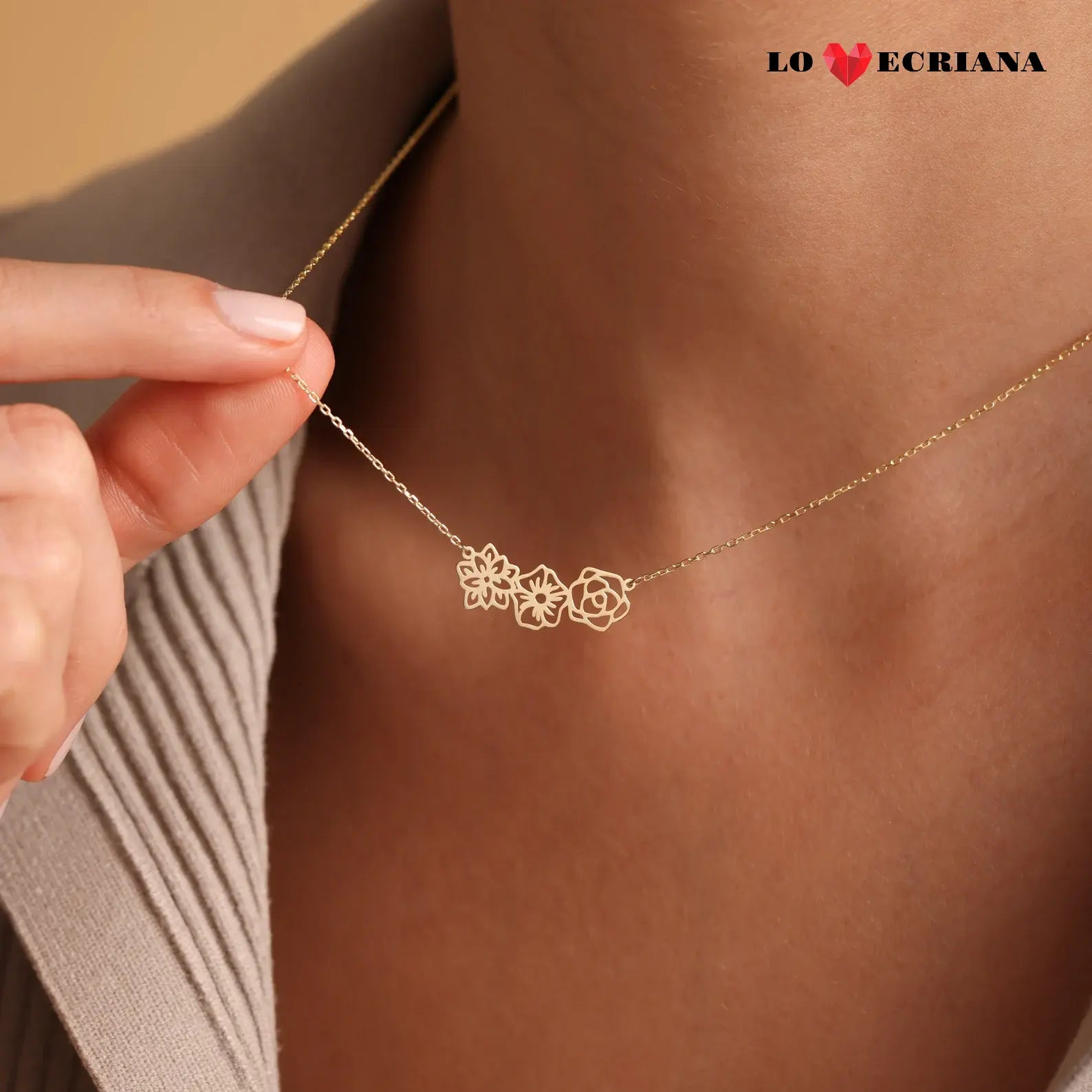 Lovecriana Combined Birth Flower Necklace • Birth Flower Jewelry