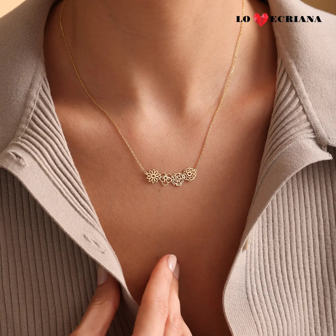 Lovecriana Combined Birth Flower Necklace • Birth Flower Jewelry
