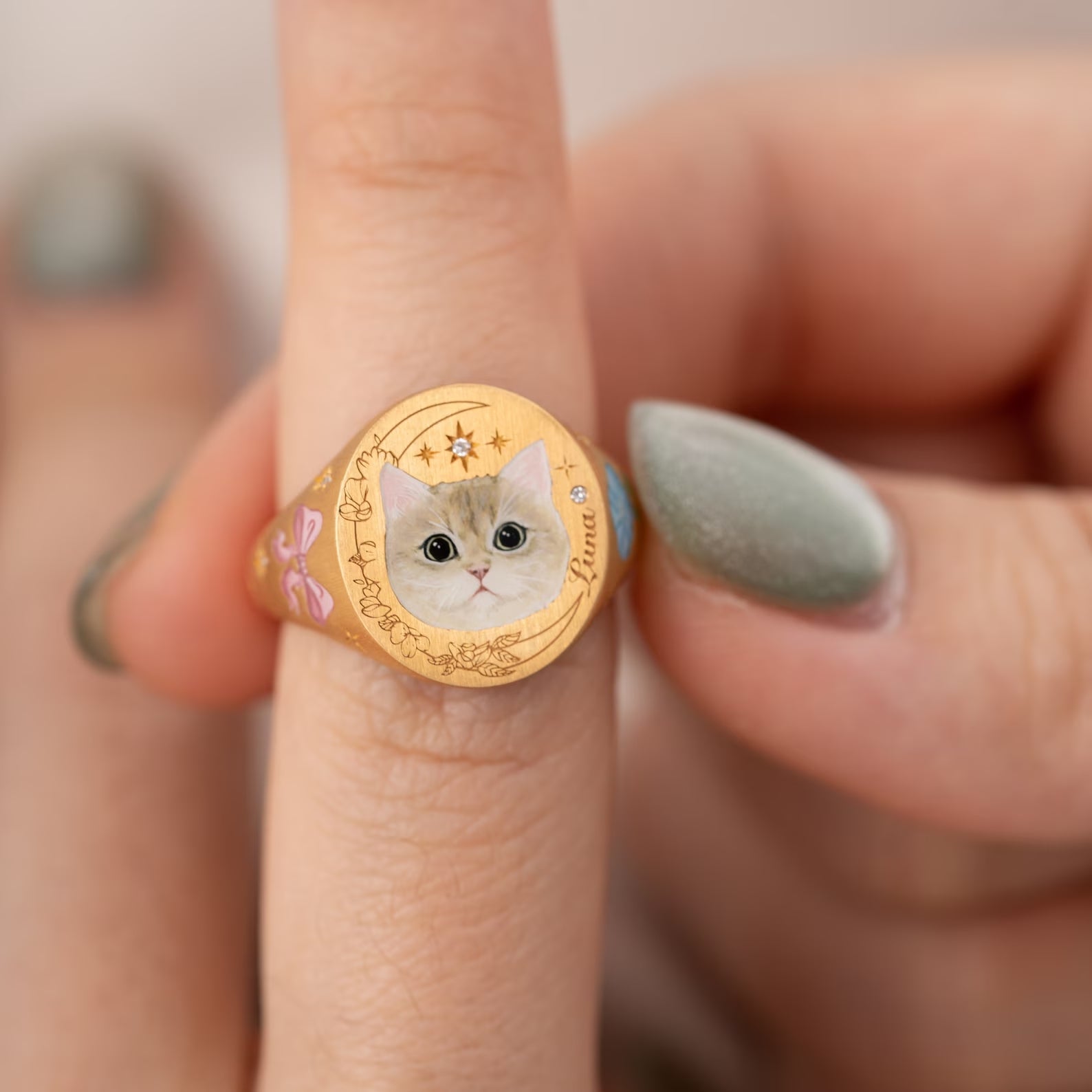 Custom Hand Enamel Ring-Pet