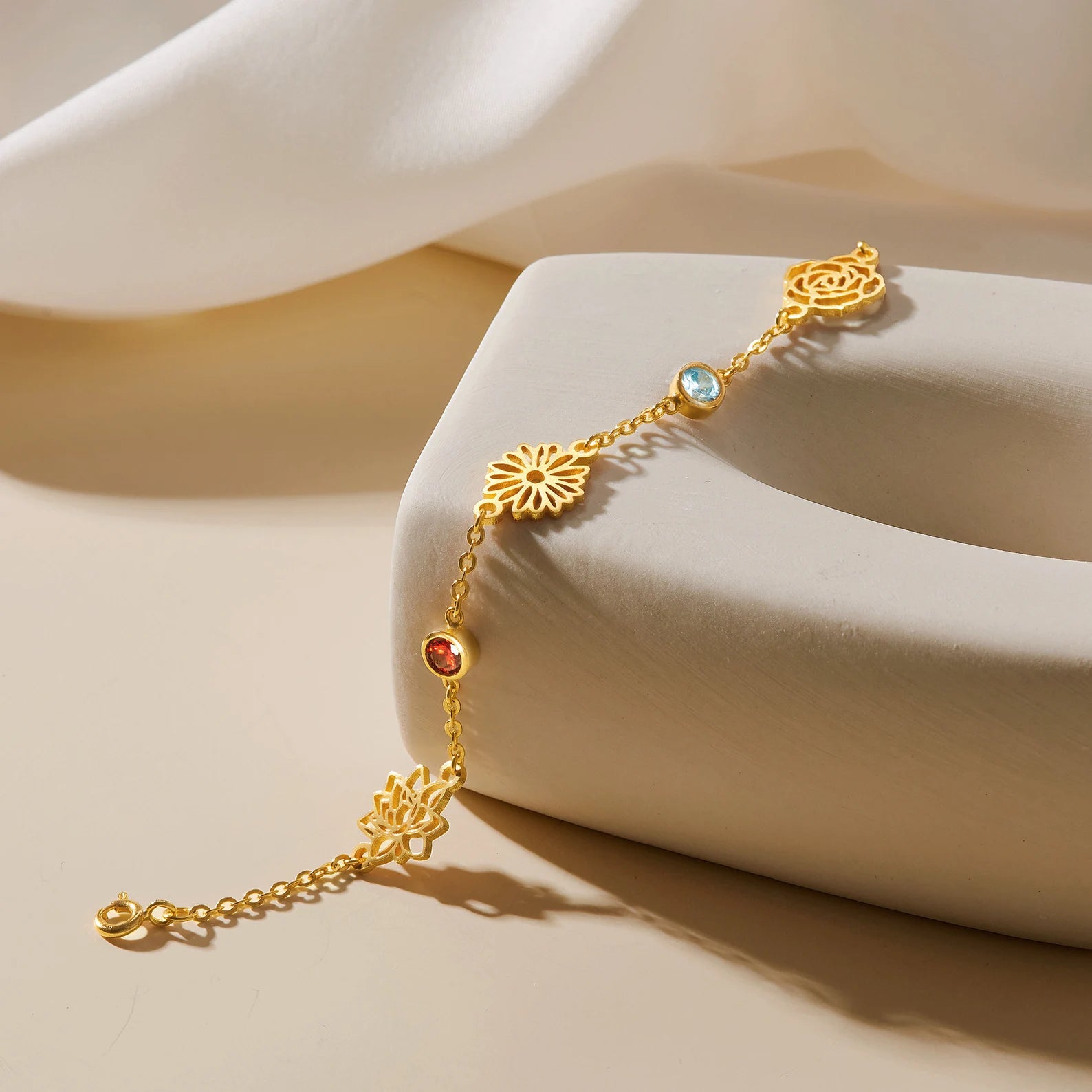 Lovecriana Birth Flower And Birthstone Bracelet