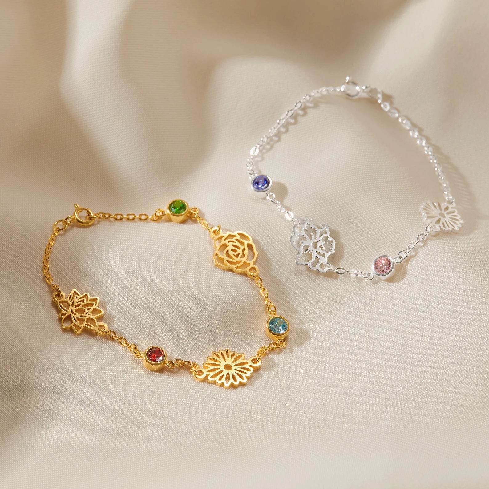 Lovecriana Birth Flower And Birthstone Bracelet