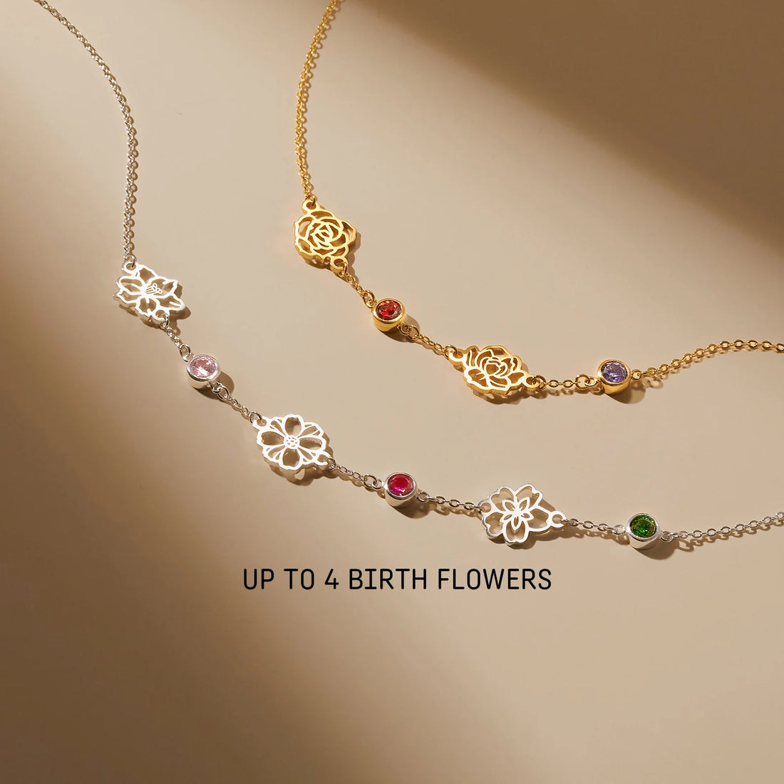 Lovecriana Birth Flower And Birthstone Necklace