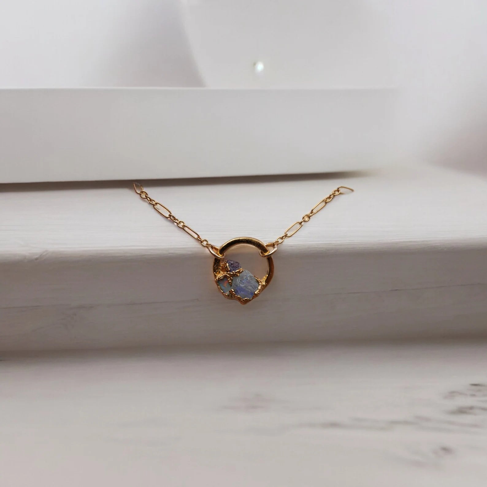 Lovecriana Custom Birth Raw Stone Necklace-Round