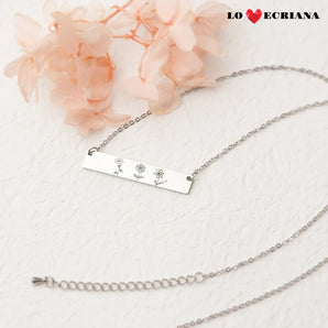 Lovecriana  Custom Birth Flower Bar Necklace