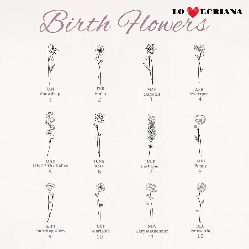 Lovecriana  Custom Birth Flower Bar Necklace