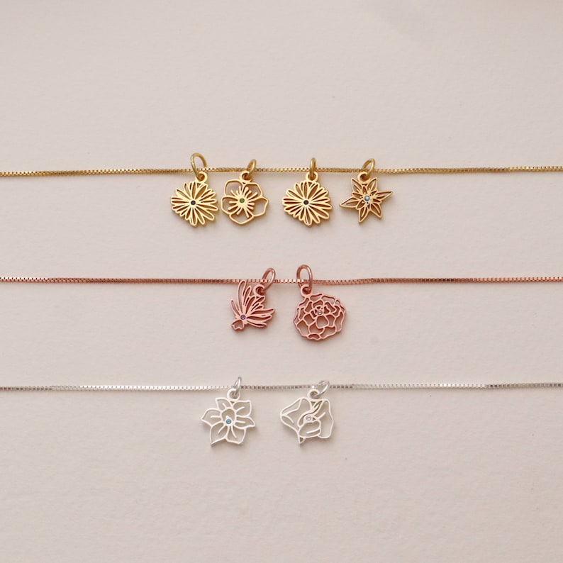 Combined Birth Flower Necklace • Birth Flower Jewelry