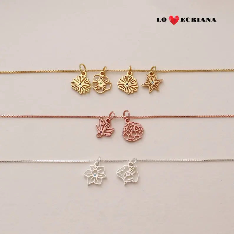 Lovecriana Combined Birth Flower Necklace • Birth Flower Jewelry