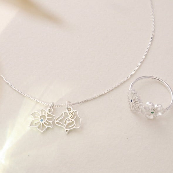 Combined Birth Flower Necklace • Birth Flower Jewelry