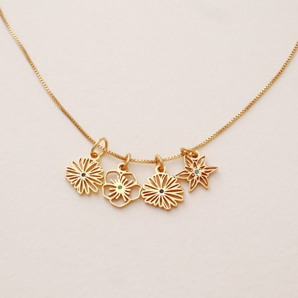 Combined Birth Flower Necklace • Birth Flower Jewelry